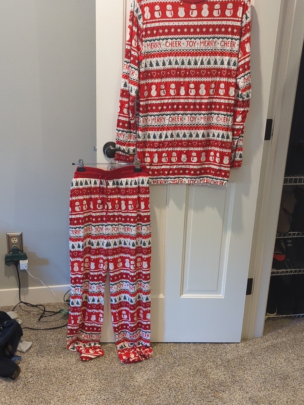 Little Sleepies Red Holiday Pajama Top & Pants with Snowman Pattern